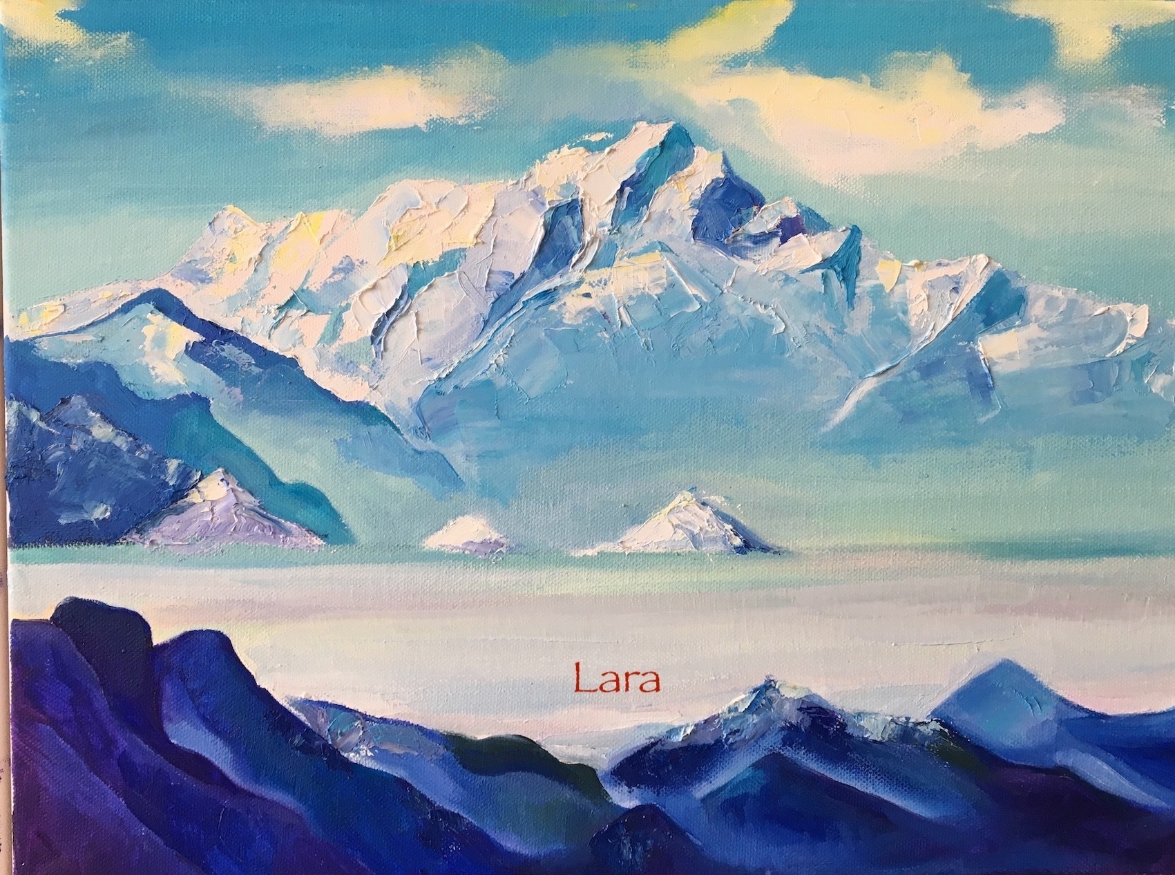 Impression montages bleus d'après Roerich