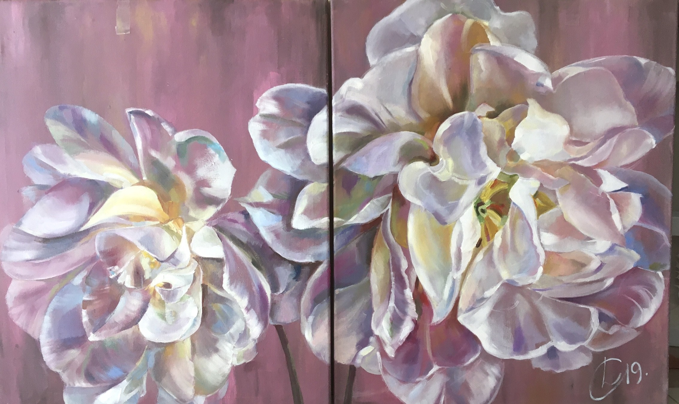 Diptyque - Les fleurs blanches sur fond rose