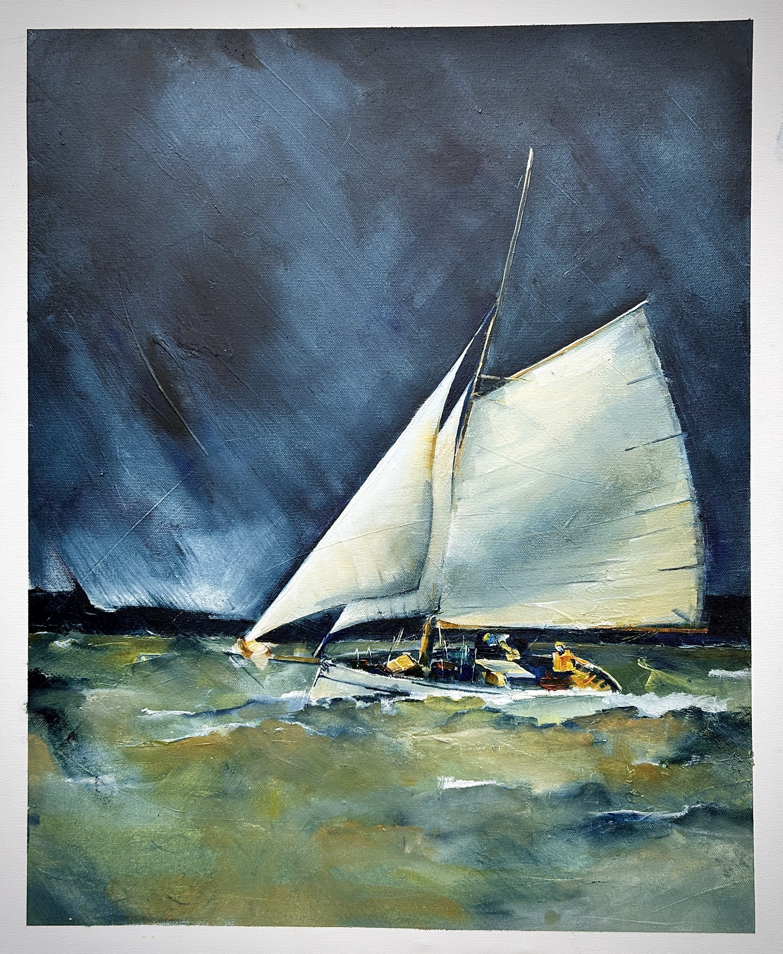 yole dans la tempête
